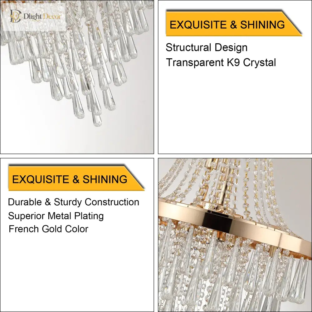 Arabelle Crystal Gold Chandelier | Dining Room Lighting