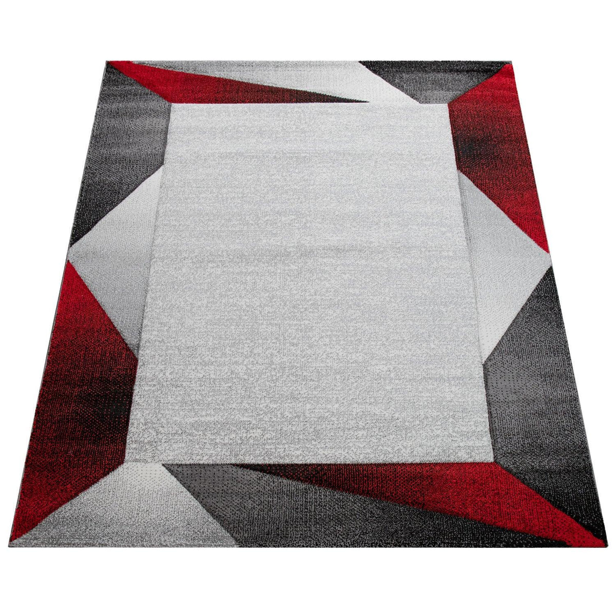 Living Room Rug Madeira Bordered with Geometric Pattern - Grey