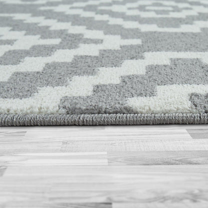 Area Rug Stella Moroccan Diamond Pattern - Pastel Grey White
