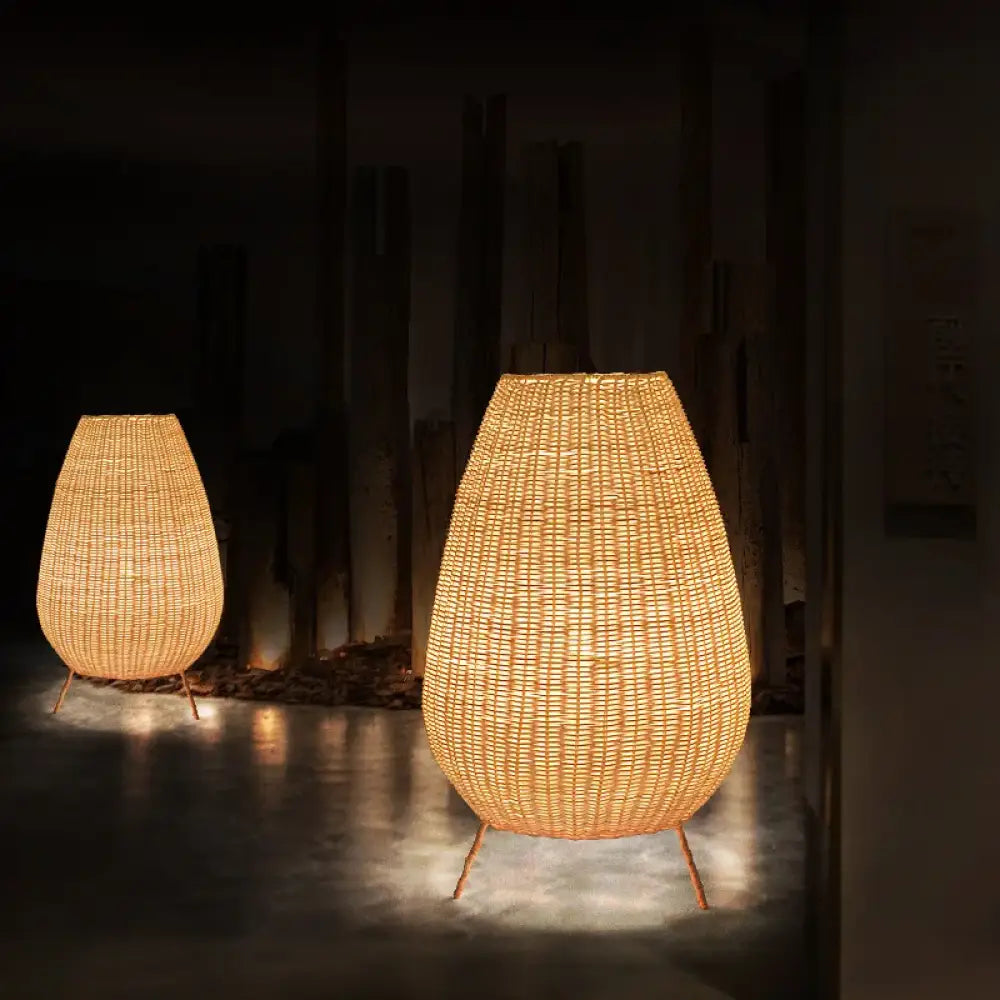 Asian Rattan Floor Lamp | Outdoor &amp; Porch Lighting