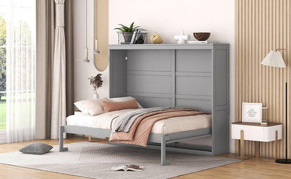 Full Size Gray Murphy Bed Wall Bed - Space Saving Solution