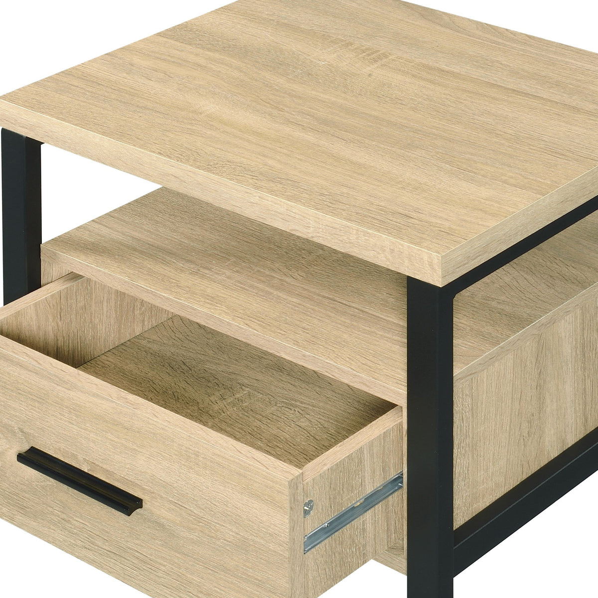 Oak Finish Nightstand with 1 Drawer and 1 Shelf - Modern Storage