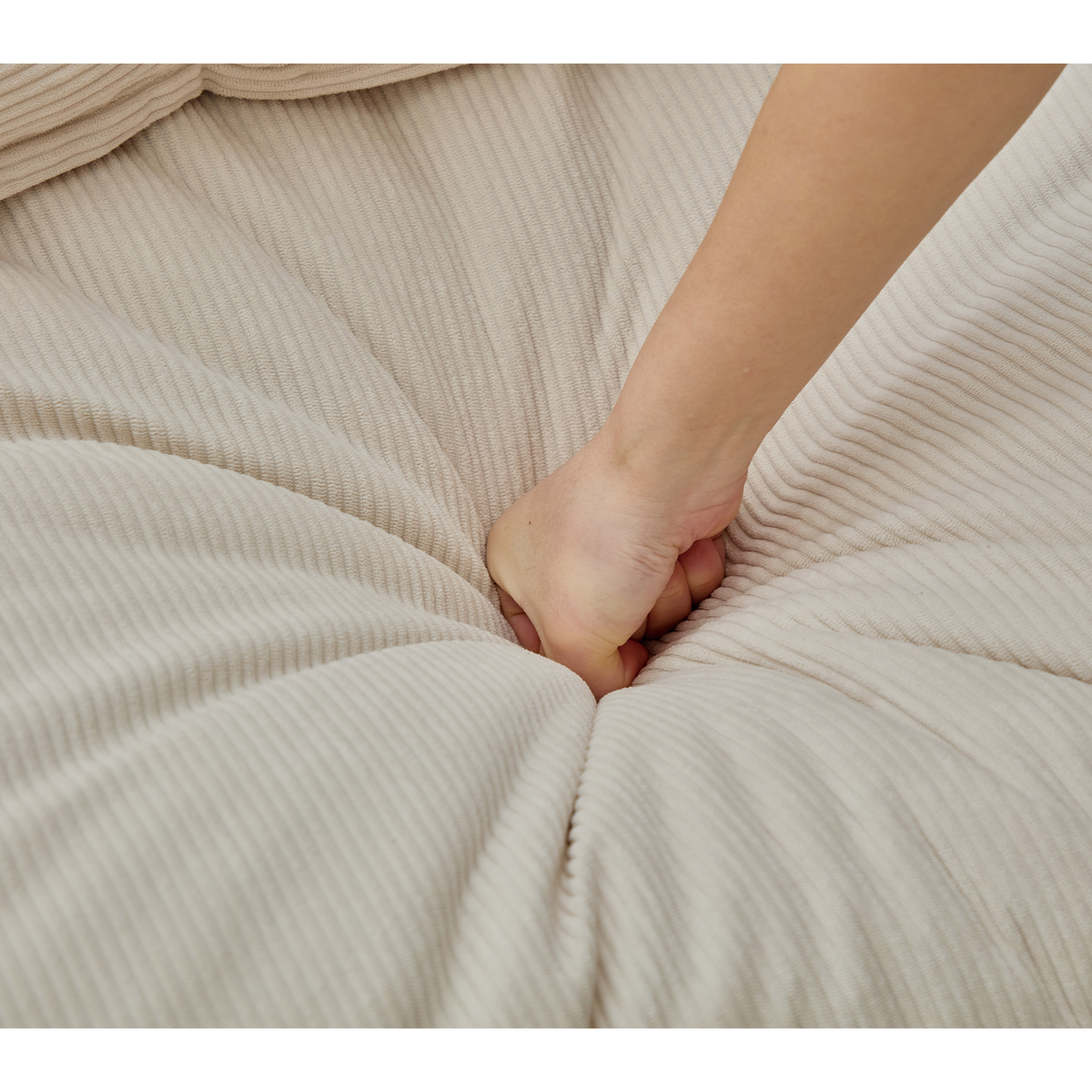 Modular Sofa 6-Piece Set with Neck &amp; Waist Pillows - Beige Corduroy
