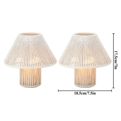 Set of 2 Woven Cotton Rope LED Cordless Table Lamp