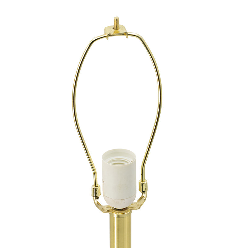 Marble Table Lamp with Brass Frame and White Fabric Shade - White + Gold