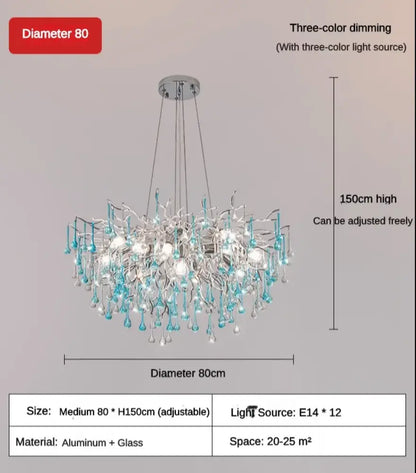 Blue Crystal Chandelier | Modern Dining Room Lighting