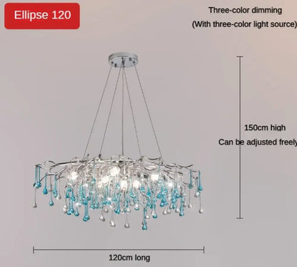 Blue Crystal Chandelier | Modern Dining Room Lighting