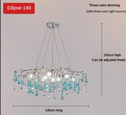 Blue Crystal Chandelier | Modern Dining Room Lighting