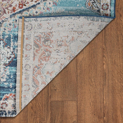 Blue Red Indoor &amp; Outdoor Rug For Balcony Oriental Pattern