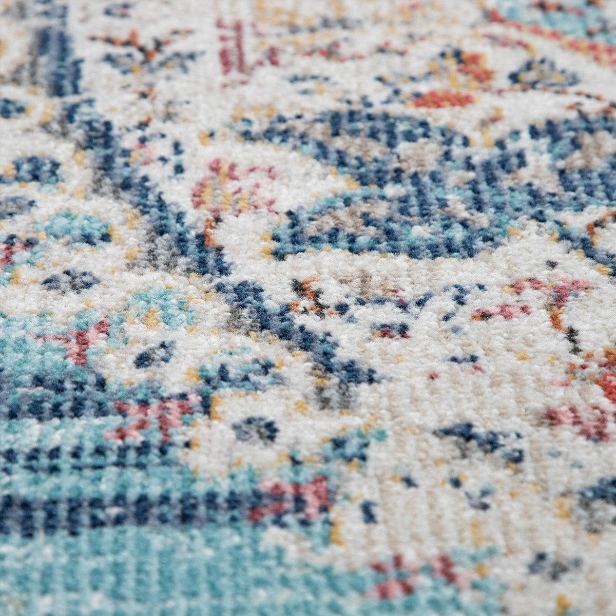 Blue Red Indoor &amp; Outdoor Rug For Balcony Oriental Pattern