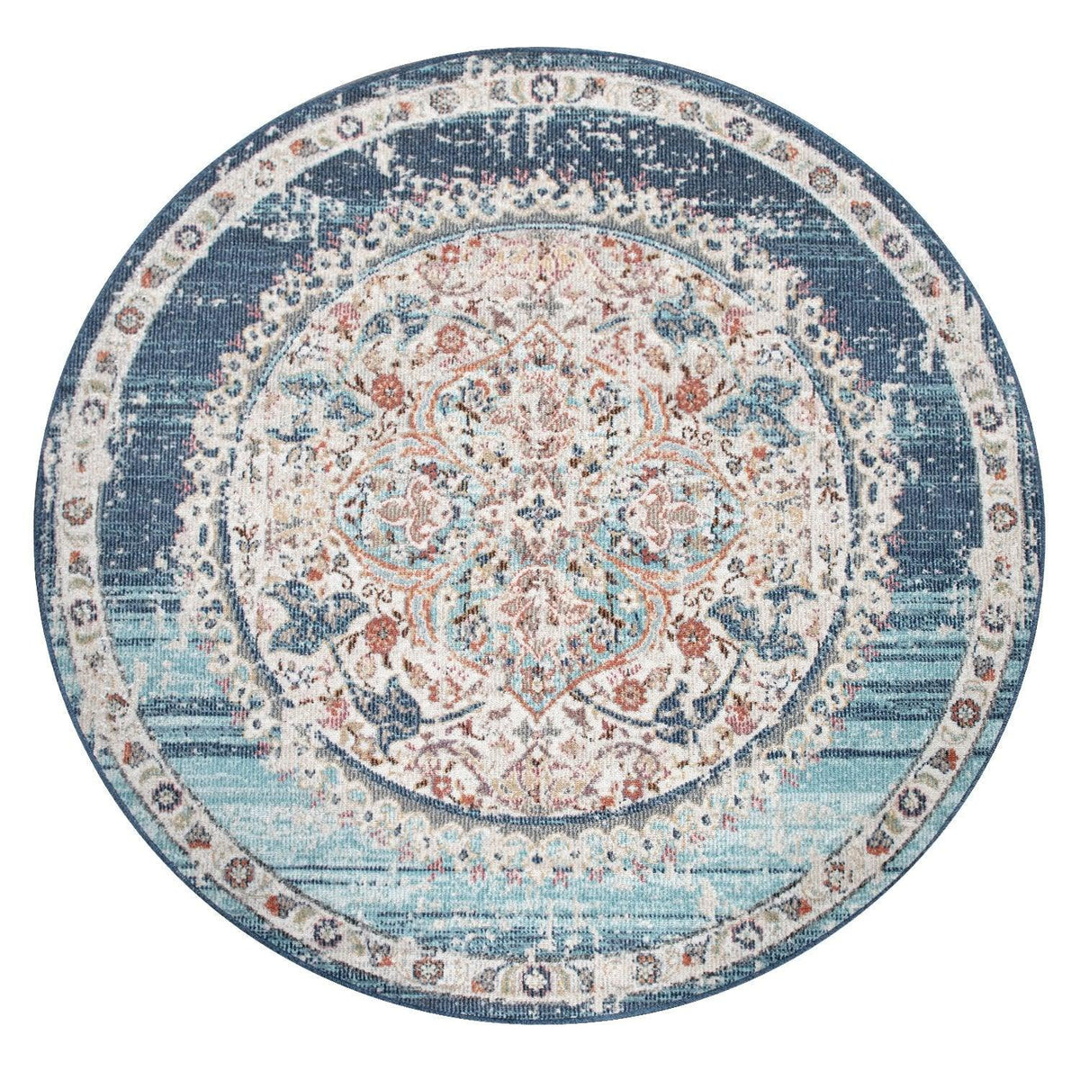 Blue Red Indoor &amp; Outdoor Rug For Balcony Oriental Pattern