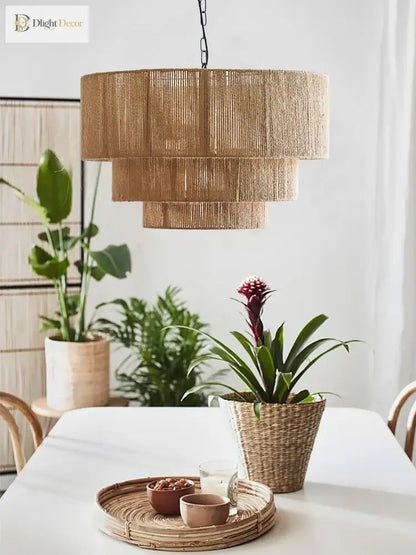 Bohemian Retro Rattan Chandelier | Dining Room Lighting