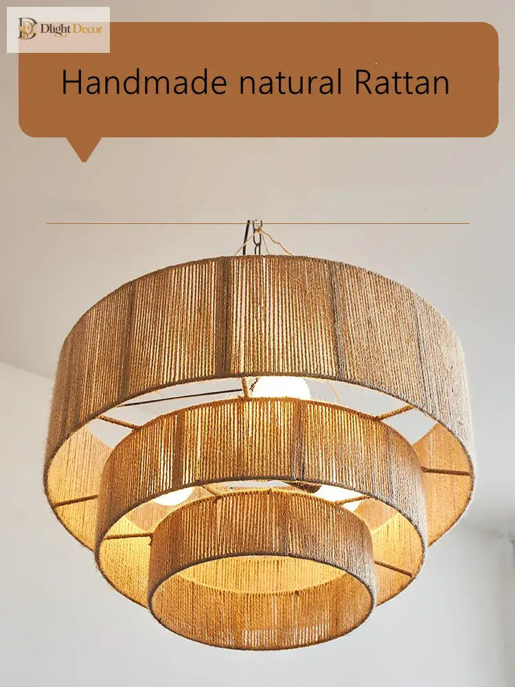 Bohemian Retro Rattan Chandelier | Dining Room Lighting
