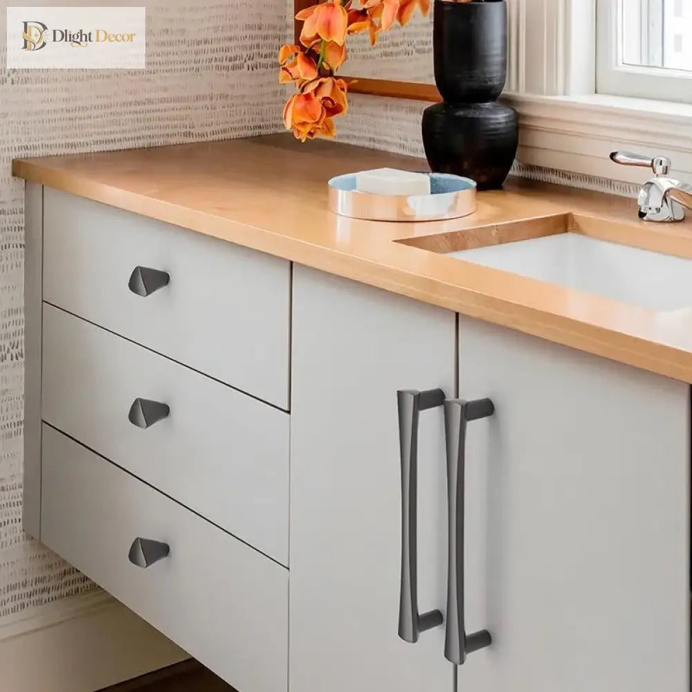 Brushed Zinc Alloy Door Handle – Simple Single Hole Design
