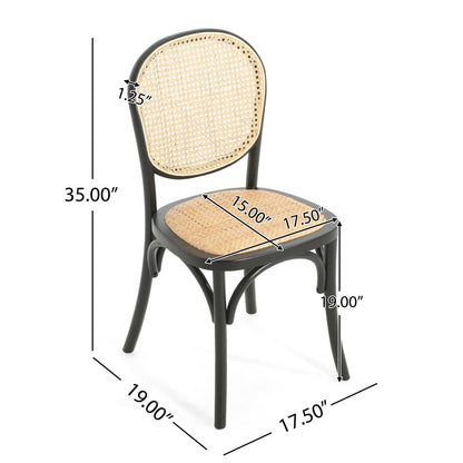 Vintage Style Dining Chairs Set of 2 with Birch Wood Frame and Rattan – Light Brown or Beige