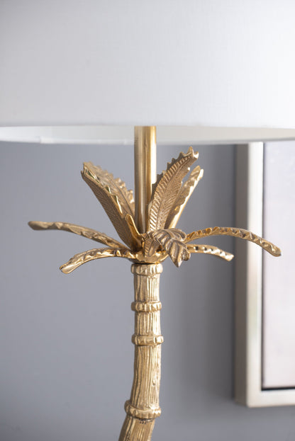 Gold Leaf Table Lamp with Marble Base - Gold