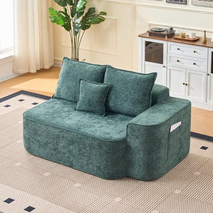 Modern Green Chenille L Shaped Sectional Sofa with Chaise