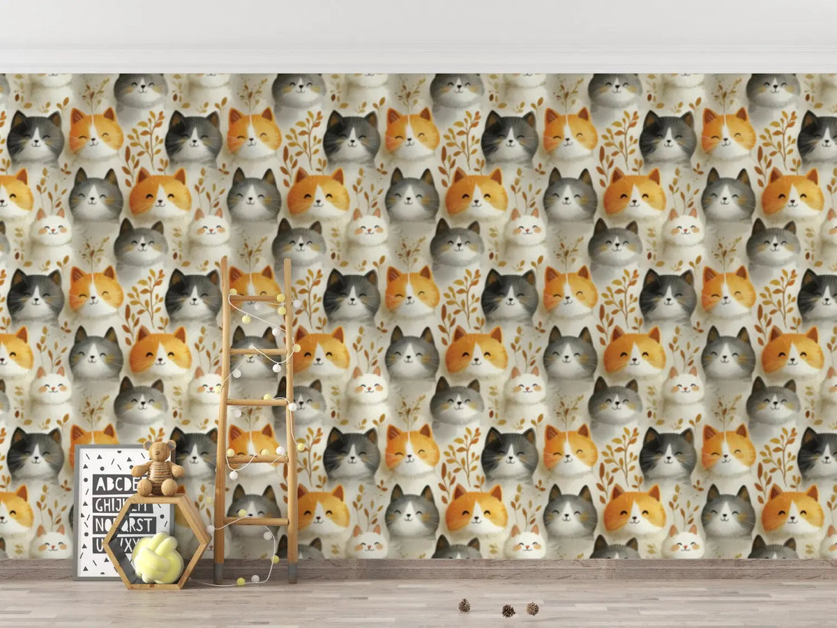 Whispering Whiskers &amp; Leaves Wallpaper