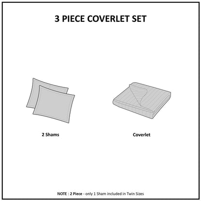 3 Piece Reversible Scalloped Edge Quilt Set - Blush King/Cal King
