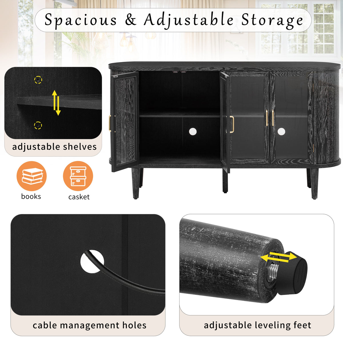 Farmhouse Sideboard Cabinet with Storage