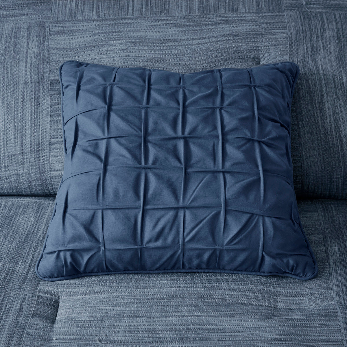 Navy Seersucker Comforter Set with Hypoallergenic Filling - King