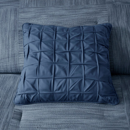 Navy Seersucker Comforter Set with Hypoallergenic Filling - King