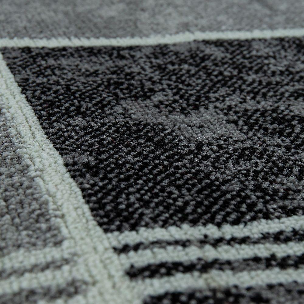 Checked Area Rug Marble Effect Modern Grey Red