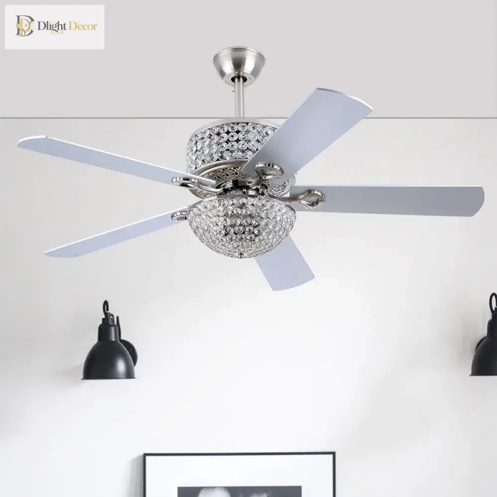 Crystal Wood Chrome Chandelier | Modern Bedroom Lighting