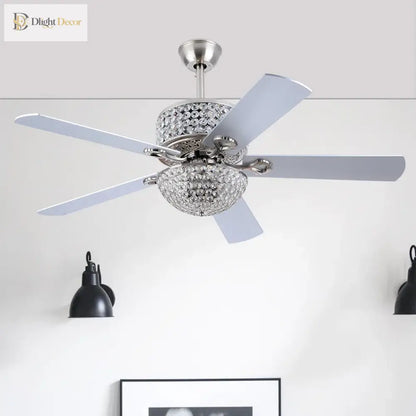 Crystal Wood Chrome Chandelier | Modern Bedroom Lighting
