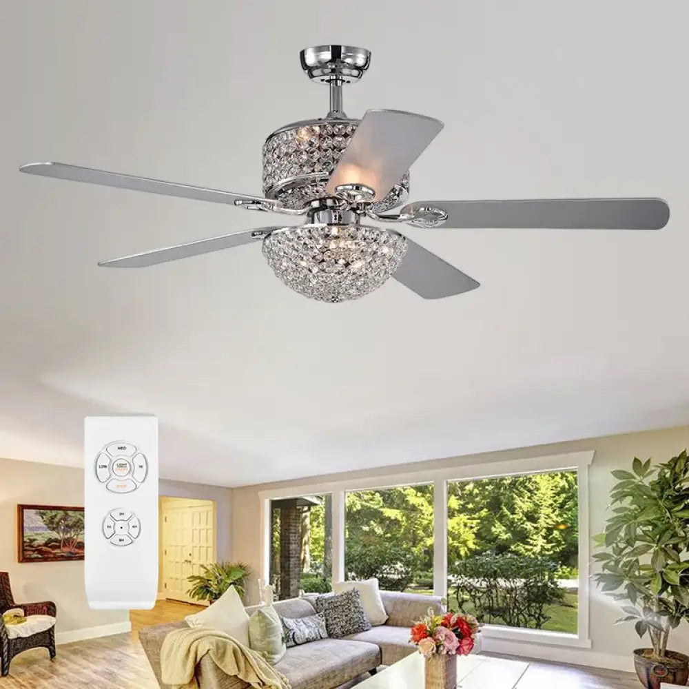 Crystal Wood Chrome Chandelier | Modern Bedroom Lighting