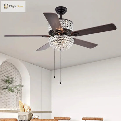 Crystal Wood Chrome Chandelier | Modern Bedroom Lighting