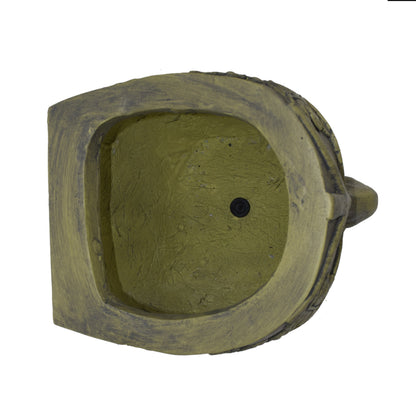 Garden Urn Planter with Carved Detail - Antique Green