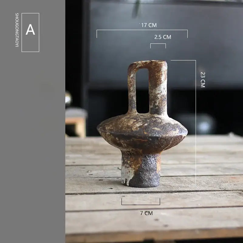 Brown Gray Ceramic Vase Set