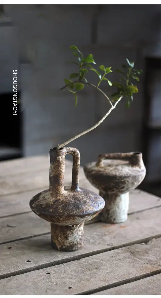 Brown Gray Ceramic Vase Set