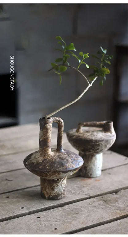 Brown Gray Ceramic Vase Set