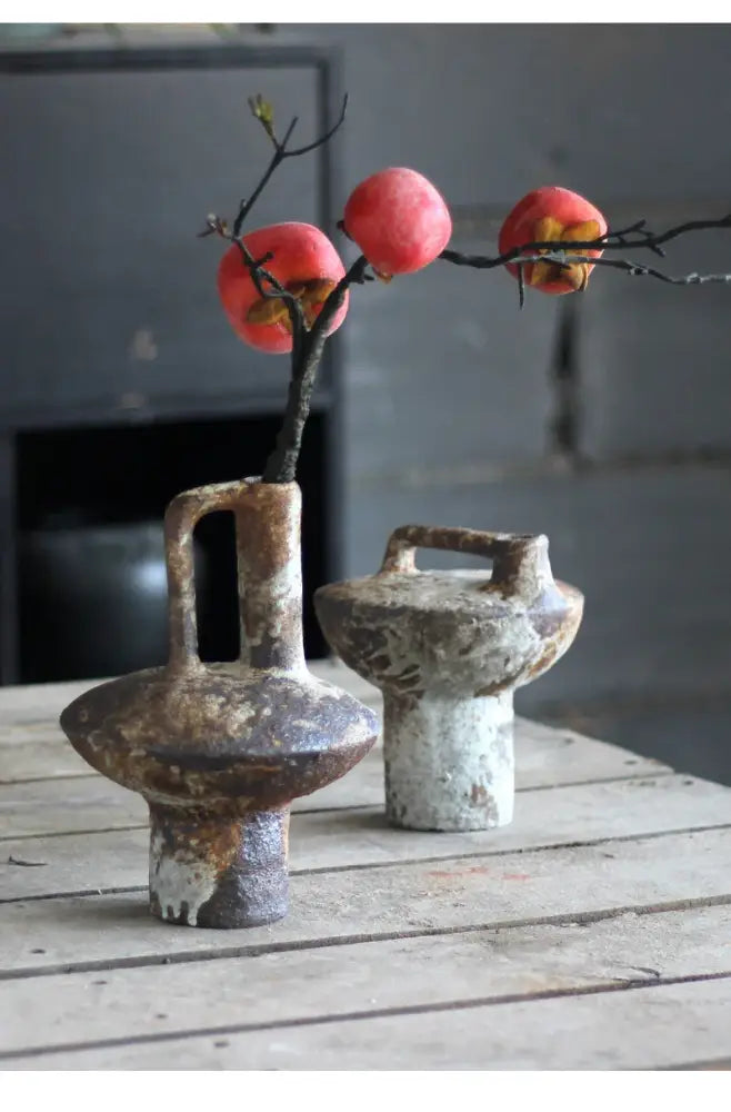 Brown Gray Ceramic Vase Set