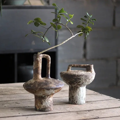 Brown Gray Ceramic Vase Set