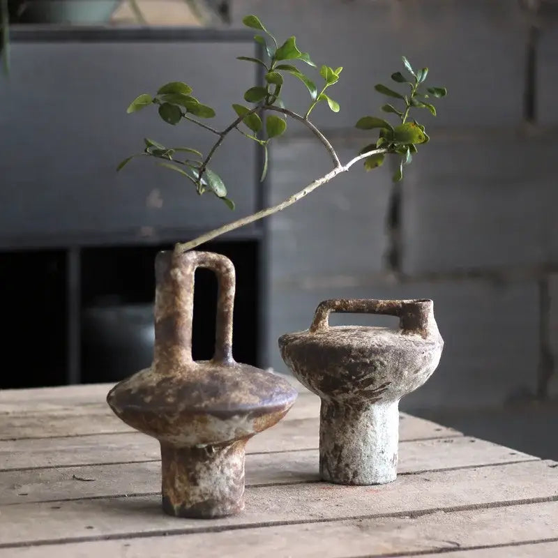 Brown Gray Ceramic Vase Set
