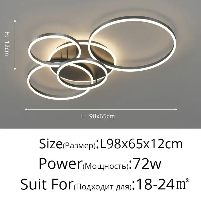 Gold LED Ceiling Chandelier 108W 6-Head