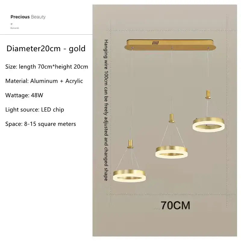 Gold LED Ceiling Chandelier 108W 6-Head