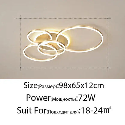 Gold LED Ceiling Chandelier 108W 6-Head