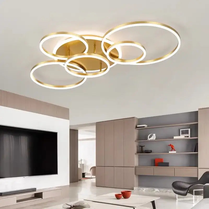 Gold LED Ceiling Chandelier 108W 6-Head