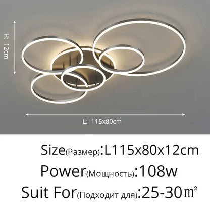 Gold LED Ceiling Chandelier 108W 6-Head