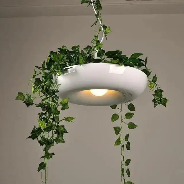 White Planter Pendant Light