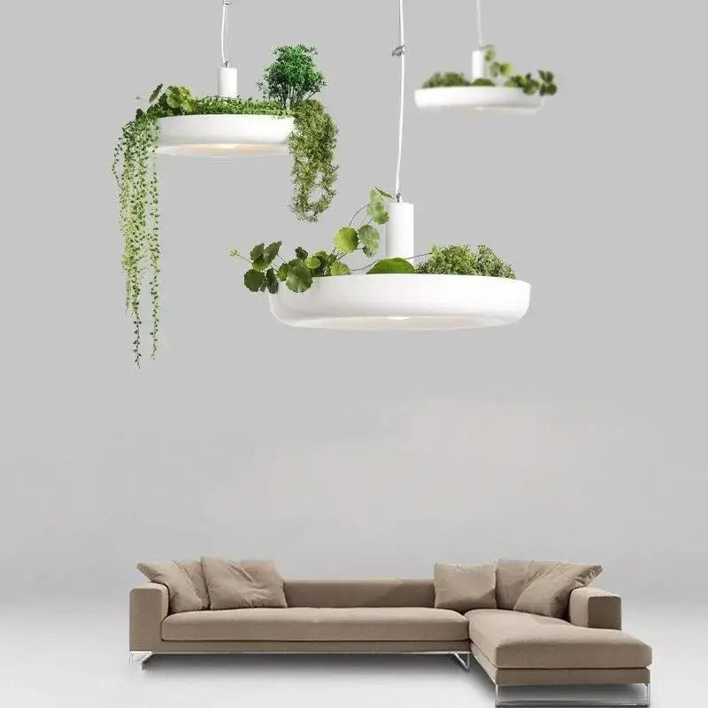 White Planter Pendant Light