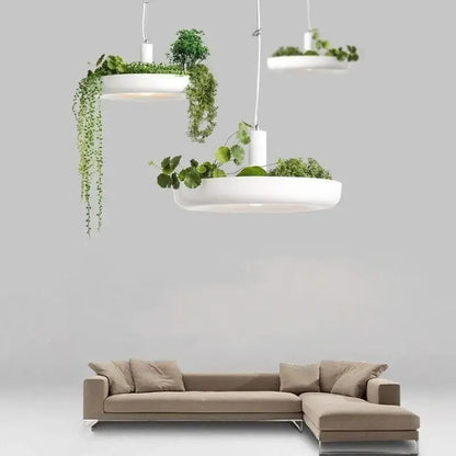 White Planter Pendant Light