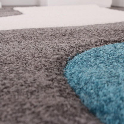 Designer Area Rug with Contour Cut and Modern Wave Pattern