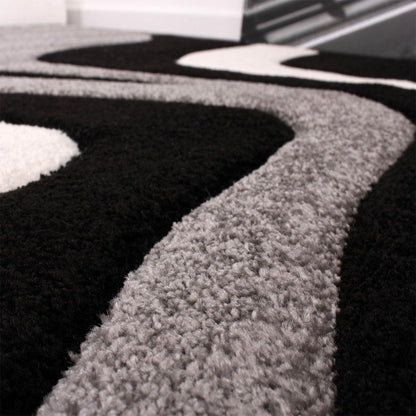 Designer Area Rug with Contour Cut and Modern Wave Pattern