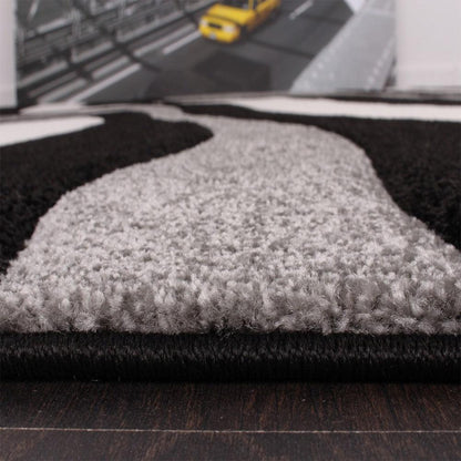 Designer Area Rug with Contour Cut and Modern Wave Pattern