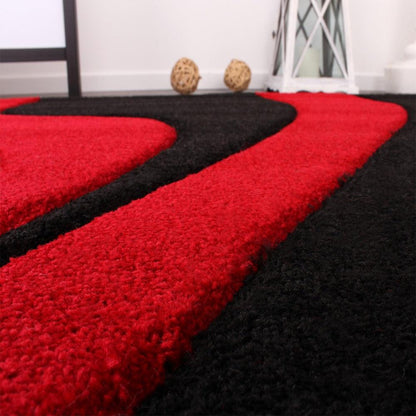 Designer Area Rug with Contour Cut and Modern Wave Pattern
